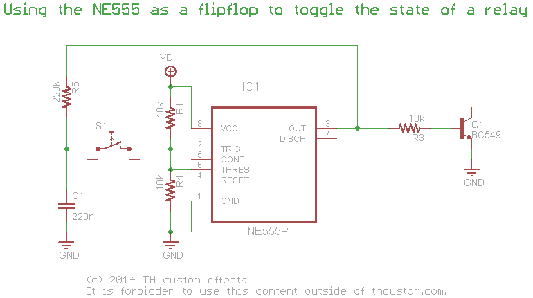 Switching: Relay True-Bypass – Circuits not using a microcontroller – TH  custom effects